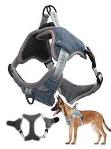 Arnes pechera con aro de seguridad y resistencia para perro Chaleco Transpirable Suave Reflectante Para Mascotas - Verde Oscuro - Ver 1