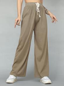 PANTALONES HOLGADOS TIPO PANA - Verde militar - Ver 1