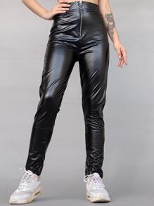 pantalon de piel mujer /Ropa de Mujer/pantalon de piel - Negro - Ver 1