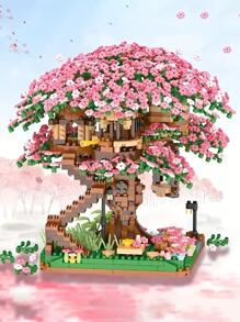 1pc Tree House Design Building Blocks Toy - Pink - View 5