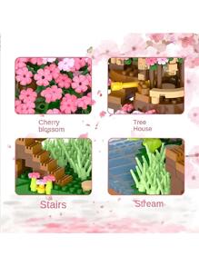 1pc Tree House Design Building Blocks Toy - Pink - View 4