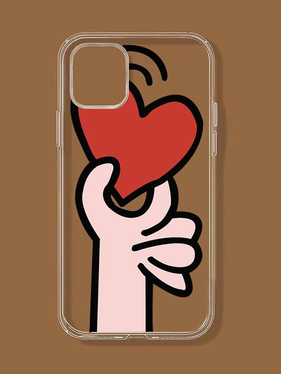 Telefoonhoesje met hartpatroon - Rood - Bekijken 1