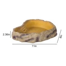 1 PC Reptile Water Bowl Terrarium Water Dish Food Feeding Bowl for Reptile Amphibian Pets Large(11"x 8"x 2.4") - Yellow - View 7