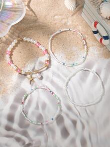 4 cái/bộ Vòng Tay Đính Hạt Charm Sao Biển Ngẫu Nhiên - Nhiều màu - Xem 2