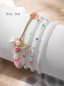 4 cái/bộ Vòng Tay Đính Hạt Charm Sao Biển Ngẫu Nhiên - Nhiều màu - Xem 3