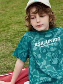 男孩字母和卡通圖案T恤