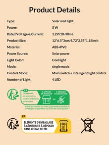4入组/套4LEDABS太陽能燈籠,現代白色燈掛壁式戶外太陽能燈適用於花園 - 白色 - 查看 8