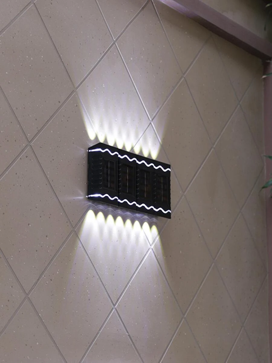 4入组/套4LEDABS太陽能燈籠,現代白色燈掛壁式戶外太陽能燈適用於花園 - 白色 - 查看 1