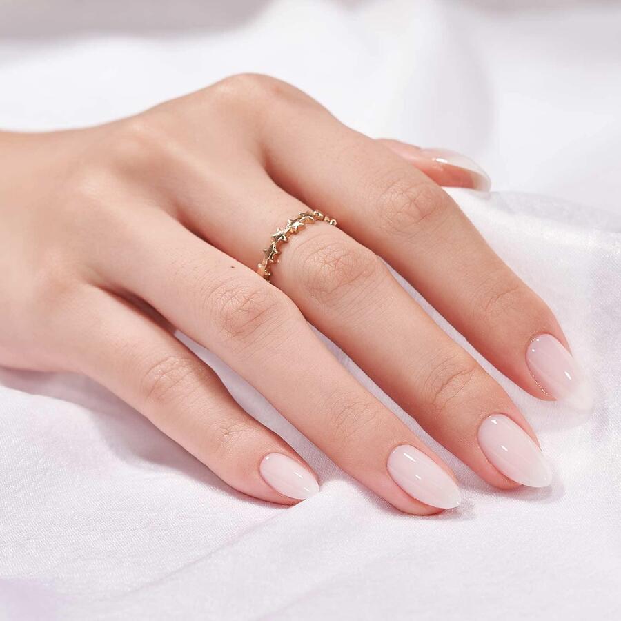 BTArtbox 30 Pcs Almond Press On Nails Cream Puff White Soft Gel Reusable Opaque Stick On Nail with Nail Glue - trắng - Xem 1