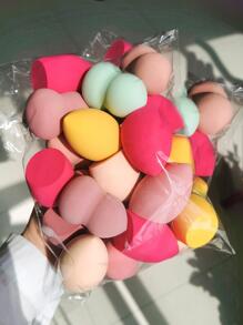 15pcs Makeup Sponge Puff, Random Shape (Gourd, Water Droplet, Diagonal Cutie) And Color, Suitable For All Skin Types - Multicolor - View 1