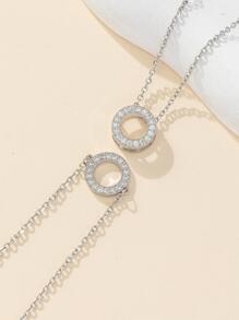 1件套銅微鑲嵌圓形形狀豪華吊墜項鍊和手鐲套裝,不褪色,適合女士,禮品適用於假期和日期,華麗裝飾用品