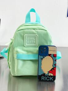 Niños Mochila funcional con diseño de parche de letra ligero cremallera - verde menta - Ver 5