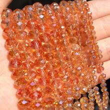 AB Clear Roundel Beads Faceted Glass Beads Loose Spacer Beads for Jewelry Making DIY Bracelet Accessories - Champagne - View 1