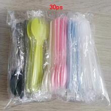 30pcs/Pack Disposable Mixed Color Forks & Spoons, Halloween Cake Forks, Fruit Salad Forks, Birthday Cake Forks, Individually Packaged Fruit Forks & Dessert Spoons, Cake Utensils - Multicolor - View 7