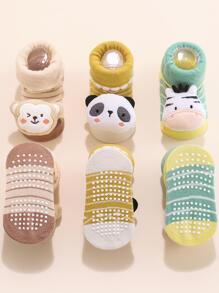 yaerbangni 3 Đôi Vớ Hoạt Hình Ngựa Vằn & Gấu Trúc Trang Trí Chống Trơn Trượt Dễ Thương Cho Cuộc Sống Hàng Ngày - Nhiều màu - Xem 2