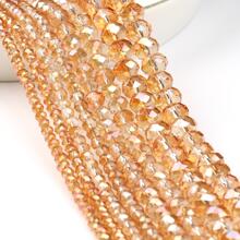 AB Clear Roundel Beads Faceted Glass Beads Loose Spacer Beads for Jewelry Making DIY Bracelet Accessories - Champagne - View 2