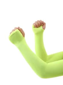 1雙男士女士袖套冰織物透氣跑步運動裝太陽紫外線防護長款手臂套騎行袖套 - 薄荷綠 - 查看 1