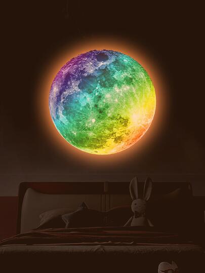 1 件装卡通星球图案橙色夜光 PVC 防水自粘墙贴适用于儿童房