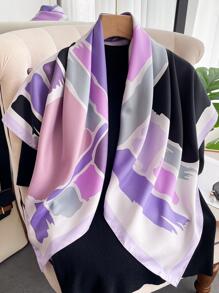 1 chiếc Khăn Vuông Thời Trang Cho Nữ Họa Tiết Hình Học, Thích Hợp Cho Mùa Xuân Và Mùa Hè Mặc - Nhiều màu - Xem 3