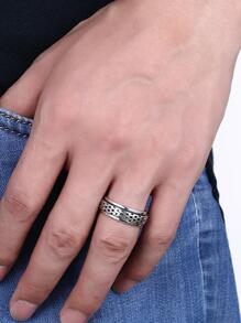 LEKANI S925純銀夏季時尚流行中性圓環,復古圓環適合男人及女人 - 銀色 - 查看 2