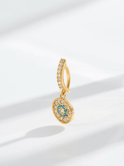 1pc French Chic Vintage Stainless Steel Micro-inlaid Diamond Round Pendant Belly Button Ring