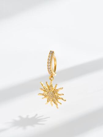 1 יחידות נירוסטה טבעת בצורת שמש עם ריינסטון משובץ מיקרו