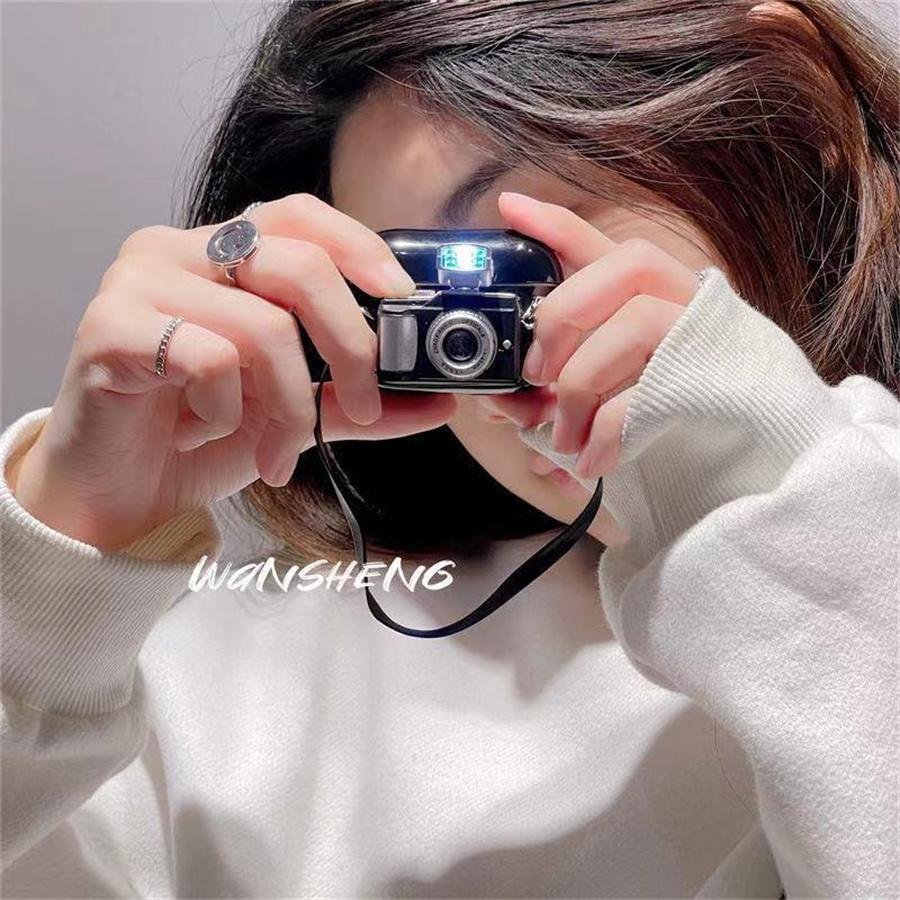 Phone Charm 3D Camera Decor Case Compatible With AirPods Grunge for