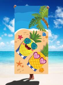 1入組鳳梨樣式卡通沙灘巾 - 黃色 - 查看 1