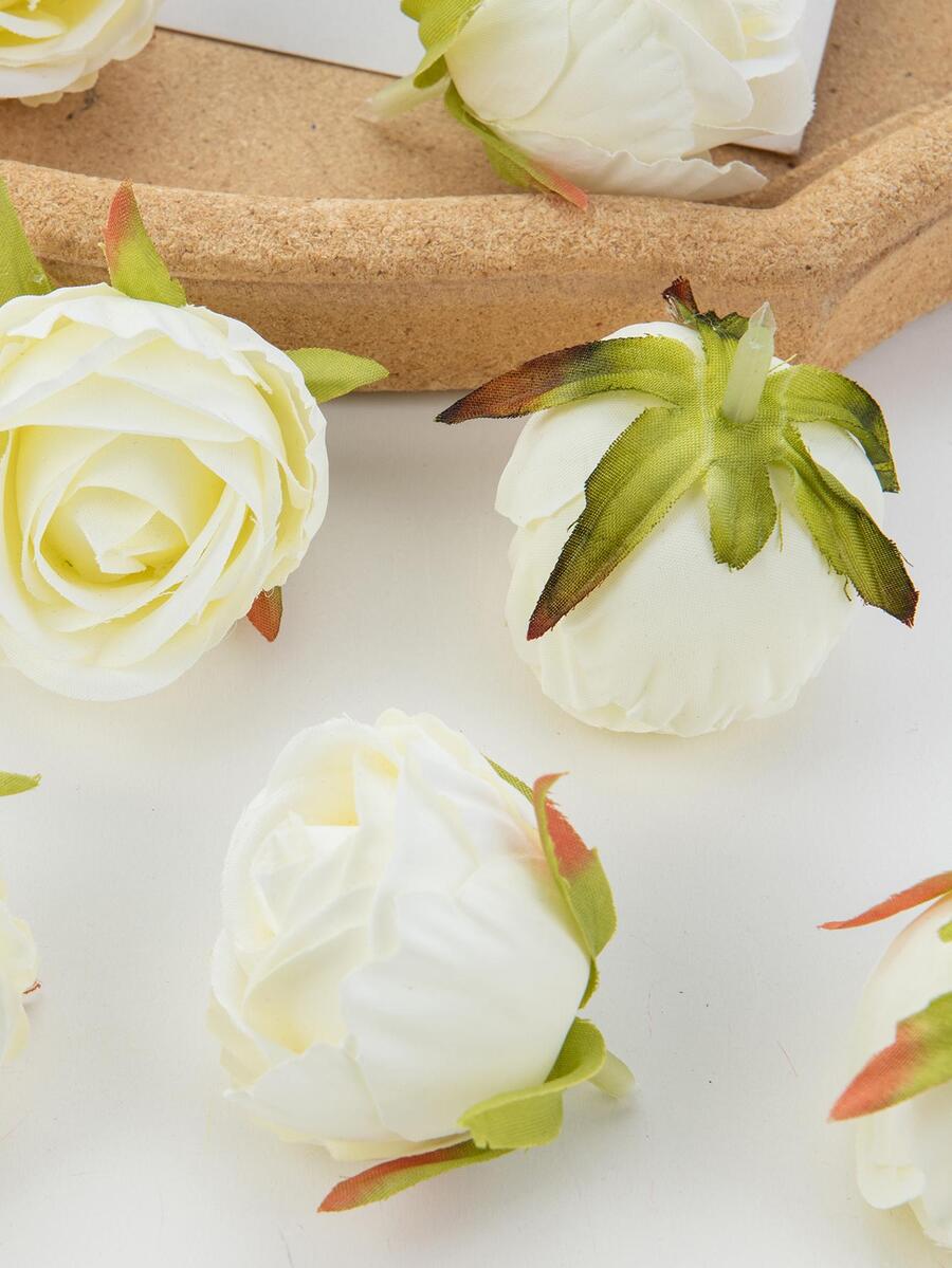 10PCS Artificial Flowers Silk Head Fake Tea Rose Bud Flower Bridal