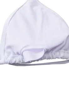 4pcs/set Women's Bikini Swimsuit Separates, Including Halter Top, Bottom, Long Trousers And Collared Cover-up, Solid Colour, Sexy Beachwear - White - View 8