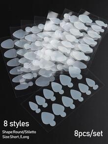 FULL BEAUTY Dual Silicone Nail Forms Tips French Line Guides Pad Acrylic Extension Gel Mold Reusable Auxiliary Manicure Accessory Tool - Clear - View 7