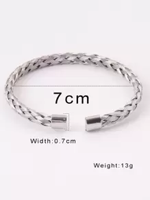 1 chiếc vòng tay thiết kế bện bằng thép không gỉ - Bạc - Xem 3