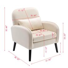 Armchair Reading Chair for Living Room Bedroom, Accent Chair with Solid Wood Legs, Fabric Seat, Cushion - Màu be - Xem 6