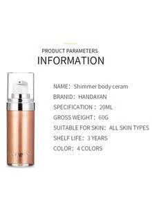 HANDAIYAN Highlighter Body Lotion: Brightening Serum For Long-Lasting, Natural-Looking Glow-Perfect For Summer Beaches, Pool Parties, Halloween, And Christmas Gifts. Ideal As A Gift For Birthdays, Valentine's Day, And Mother's Day. A Must-Have For Wild Parties - 銀色 - 查看 7