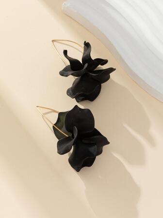 1pair New Fashion Long Flower Resin Ear Drops, Exaggerated Style All-Match Ear Hooks For Women Valentines