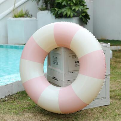 1pc Pink Plaid Pattern Inflatable Swimming Ring Pool Float