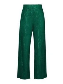 Women's High Waist Glitter Gold Sequin Pants - Green - View 1