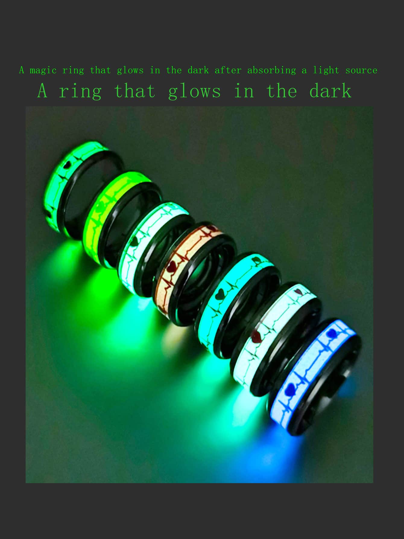 1pc Glow In The Dark Heart Detail Ring SHEIN USA