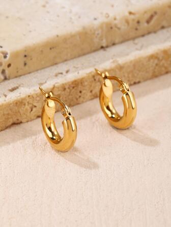 1pair Stainless Steel Small Round Earrings