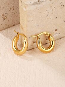 1pair Stainless Steel Small Round Earrings