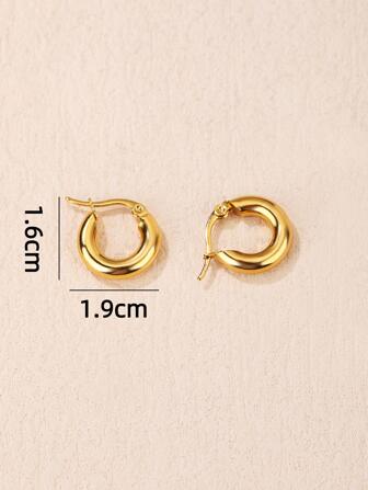 1對不銹鋼小圓形耳環