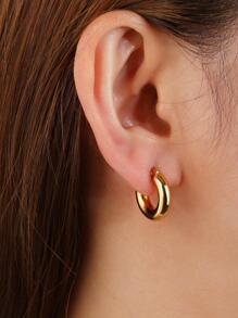 1pair Stainless Steel Small Round Earrings
