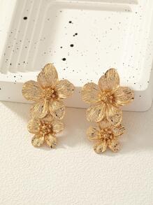1pair Fashionable Flowy Elegant Flower Shaped Alloy Earrings For Women Daily Wear Valentines,Mom,Mother,Mother's Day,Gift