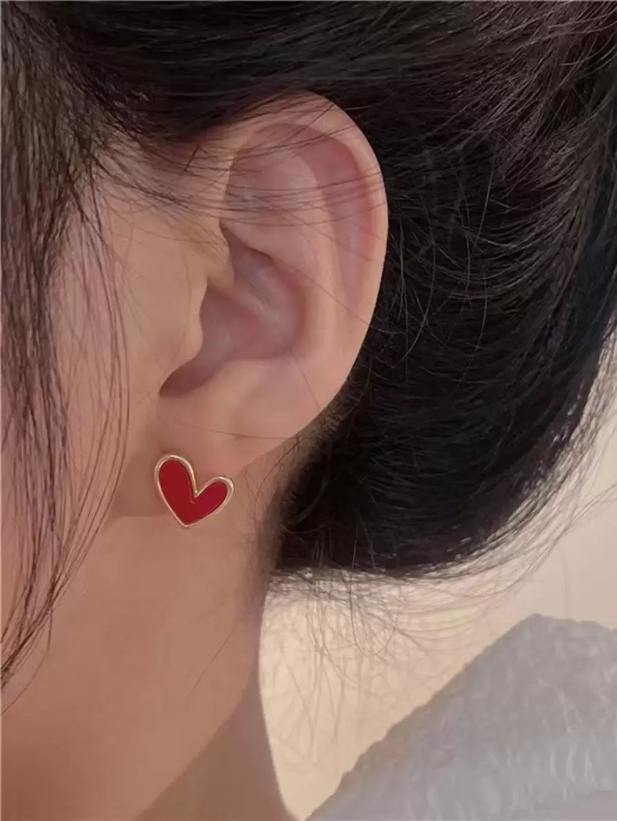 1 cặp bông tai hình trái tim Valentine - Nhiều màu - Xem 1