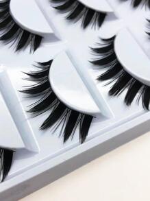 False Eyelashes, 5Pairs Volumized Fake Eyelashes Natural Makeup False Eyelashes For Party Club - Black - View 2