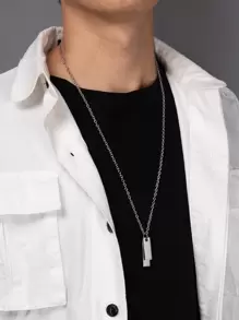 1 Dây chuyền đôi bằng thép không gỉ tối giản phong cách Hip Hop cá tính dành cho nam - Bạc - Xem 1