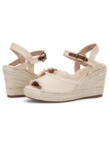 Women's 880 Espadrilles Wedge Sandals, Beige,with Ankle Buckle, Peep Toe High Heel Platform Sandals - 杏色 - 查看 6