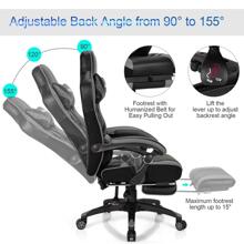 Costway Office Computer Desk Chair Gaming Chair Adjustable Swivel w/Footrest - Grey - View 7