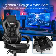 Costway Office Computer Desk Chair Gaming Chair Adjustable Swivel w/Footrest - Grey - View 5