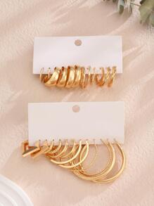 12 對/套休閒百搭人造珍珠裝飾幾何扭曲圓形女式耳環,適合舞會、節日、約會和日常佩戴,最佳禮物選擇